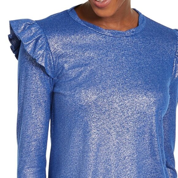 A127 Michael Kors Linen Blend Metallic Top P/L - Picture 2 of 2